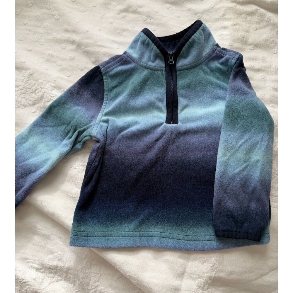 OshKosh B'gosh Quarter Zip Fleece Jacket Toddler 18 Month Blue Ombré EUC